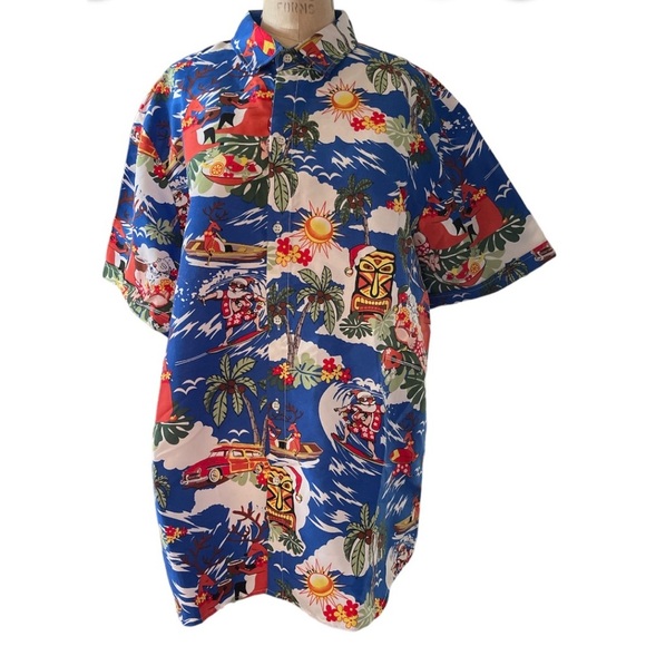 SSLR Mens Collection Hawaiian Shirt Christmas Santa Surf Beach Sz XL - Picture 1 of 4